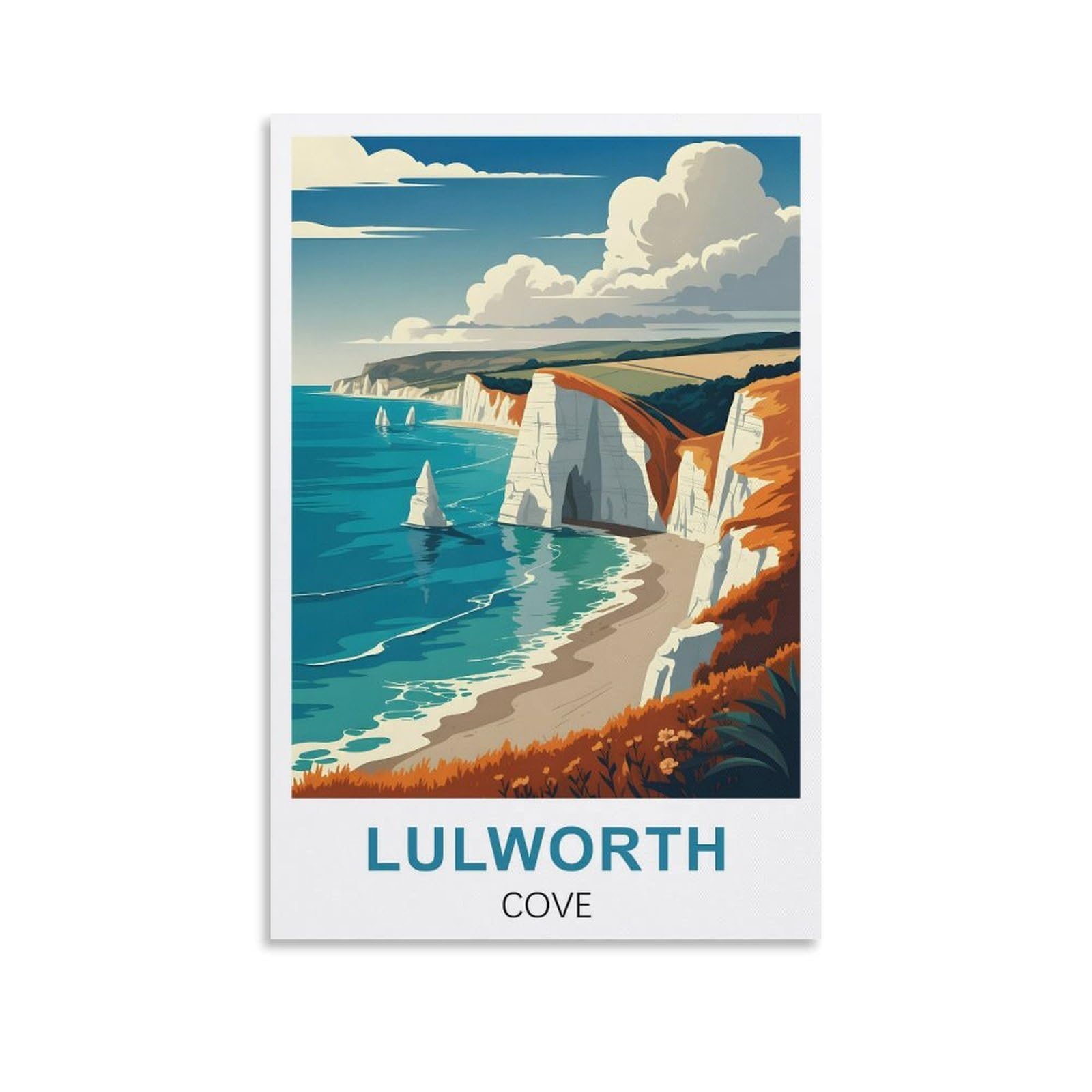 EZMLFA 5D DIY Diamond Painting Kit,Lulworth Cove Dorset Diamond Art Kits for Beginner,Gem Art Kits Round Drill for Home Wall Decor Gifts 50x60cm