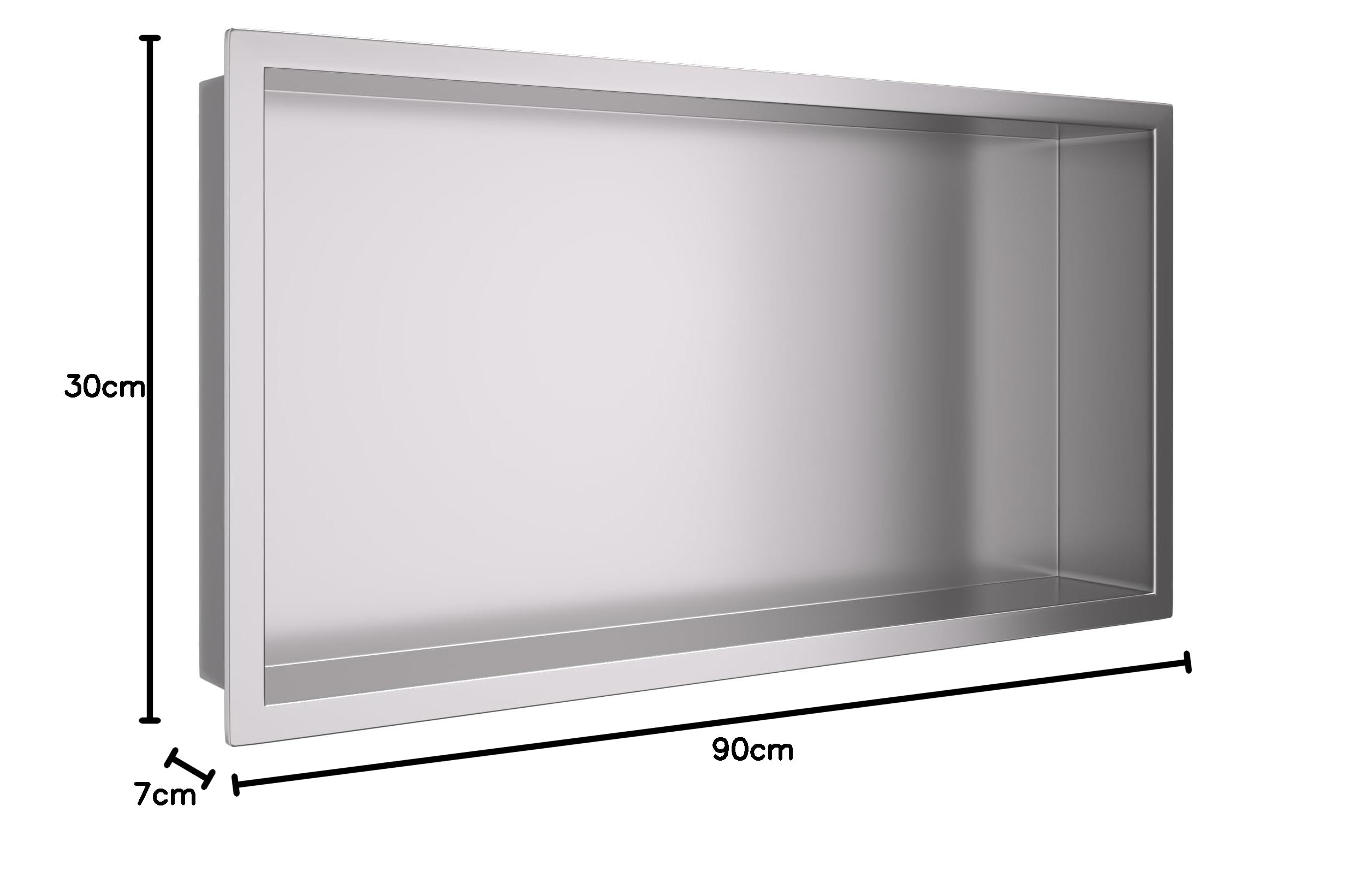 Wall-Box One Nicho de Ducha de Acero Inoxidable para Baño 90x30x7cm, Instalación de Nicho Flexible, Nicho Impermeable para Utensilios de Baño, Sin Azulejos