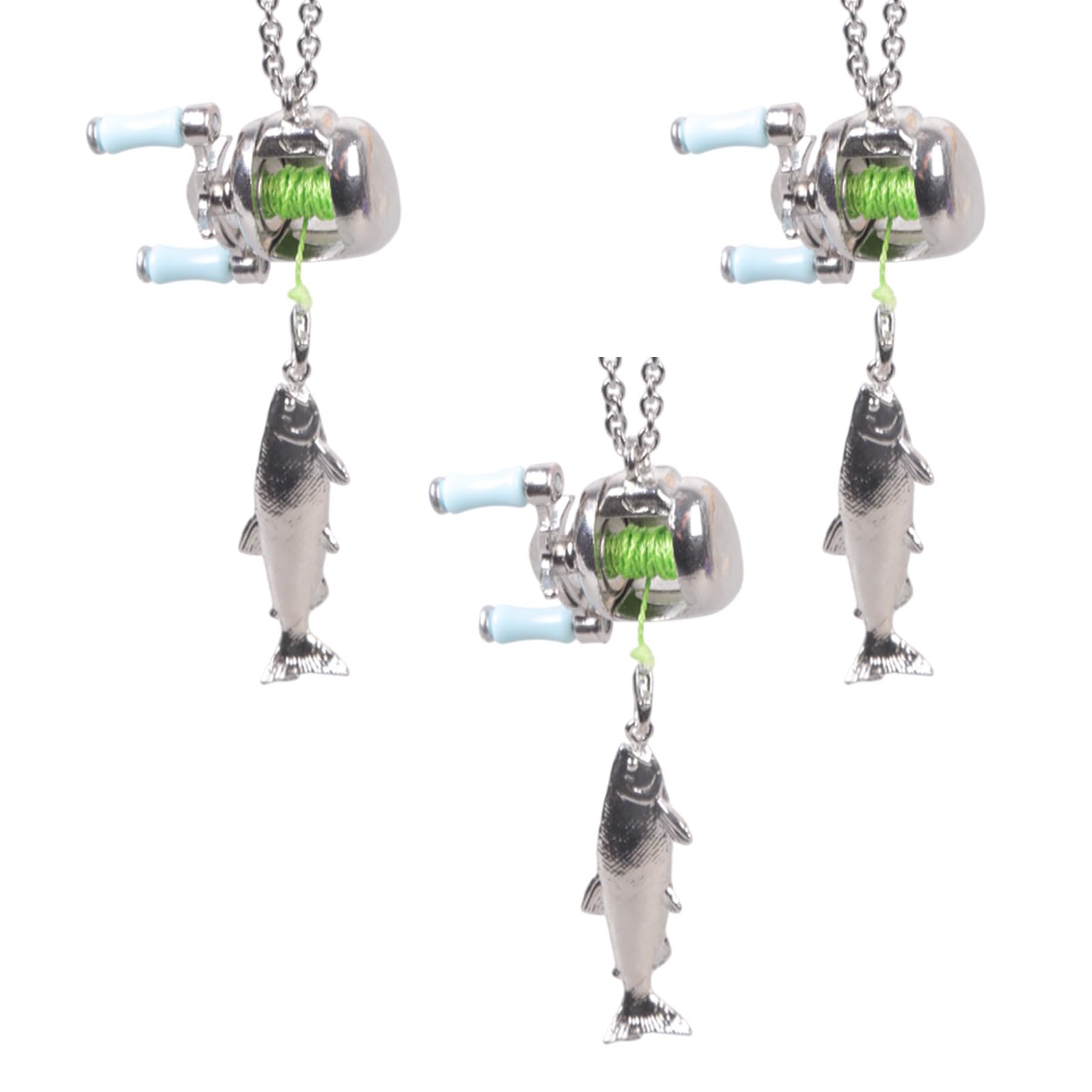 Maxtonser Miniature Fishing Reel Necklace with Rotating Spool Adjustable Length Neckchain Jewelry For Fishing Enthusiasts