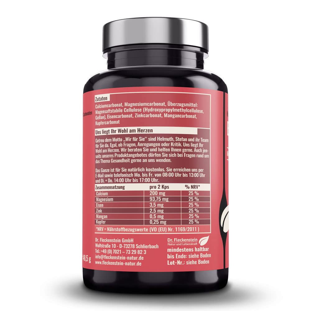 Dr.Fleckenstein Basenkapseln, magensaftstabile Kapseln mit Carbonaten & Mineralien (Mg, Ca, Zn, Fe, Cu, Mn), vegan & ohne Natrium, Nahrungsergänzungsmittel