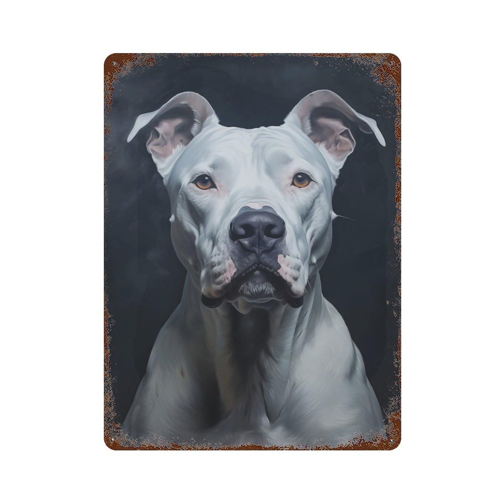 White Dogo Argentino Portrait Retro Metal Sign 15.7"x11.8", Classic Wall Plaque for Garage, Pub Or Kitchen