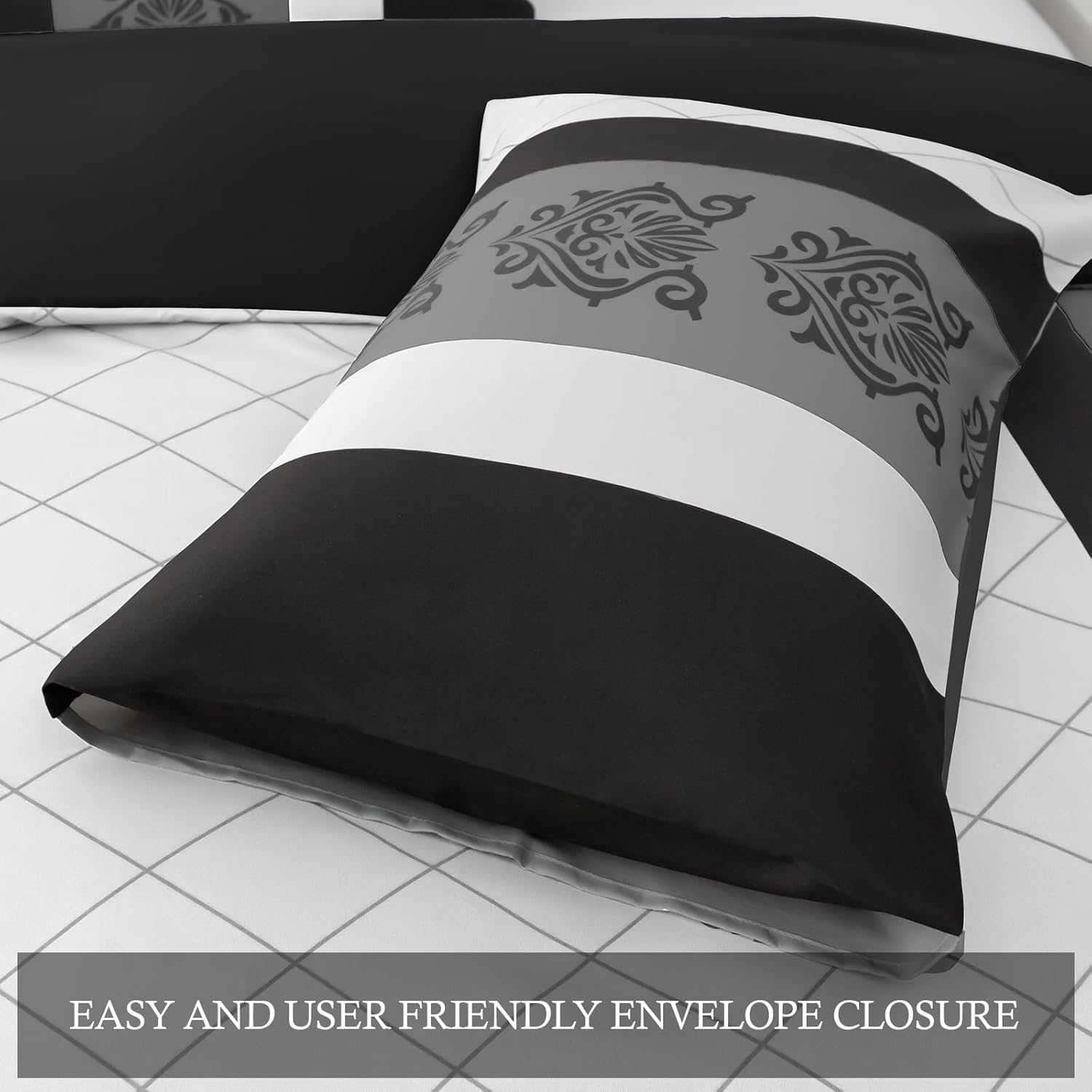 Lazzaro 4 Pcs Double Duvet Set including Matching Black Double Fitted Sheet 40 cm Extra Deep Pocket - Image 7