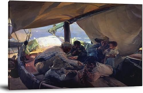 Miniatura 1 de Comida En La Barca Joaquin Sorolla - Póster artístico y arte de pared, póster moderno para decoración de dormitorio familiar, 24 x 36 pulgadas (23.6