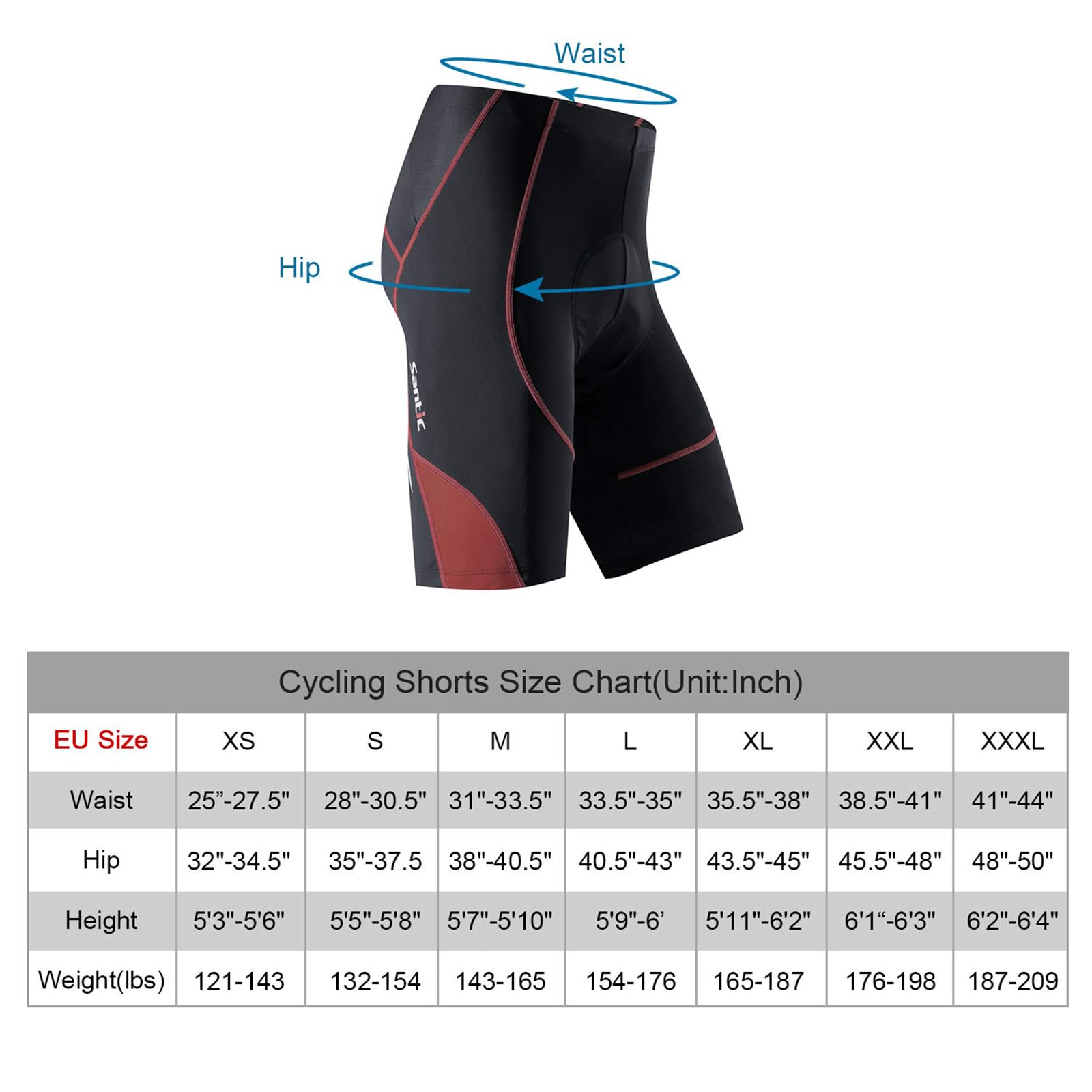 Santic Pantalon Ciclismo Hombre Corto Pantalones Bicicleta Hombre Montaña/MTB Acolchado