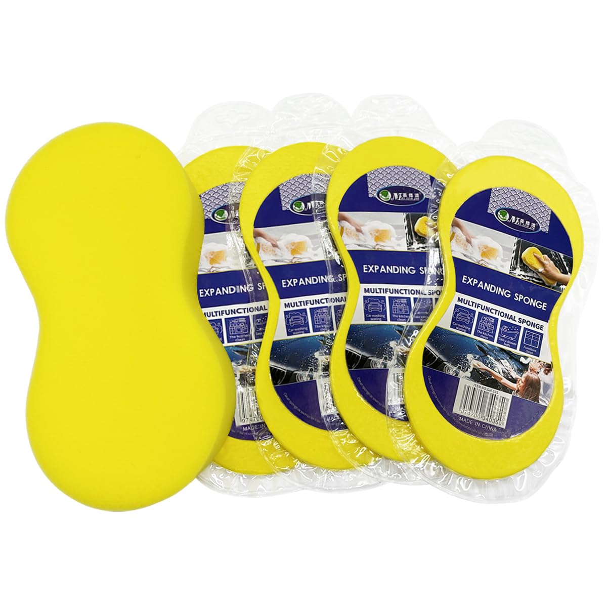 WAIZHIUA 5Pcs Jumbo Car Wash Sponges Car Cleaning Sponge Super Absorbent Car Sponge Set Anti Scratch Technology Car Exterior & Window Washing for Wheels Windscreen Bodywork