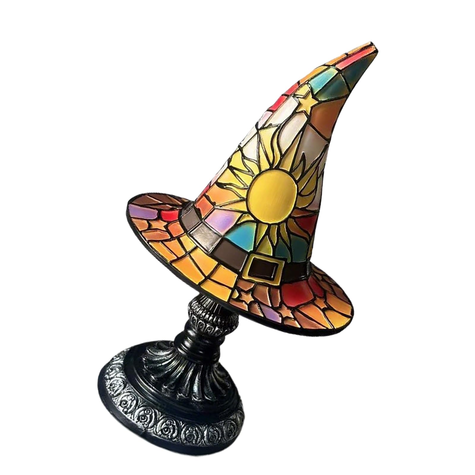 Msioytog Retro Witches Hat Night Lights Halloween Homes Decors Resin Lamp Soft Mysterious Glowings Halloween Party Supplies