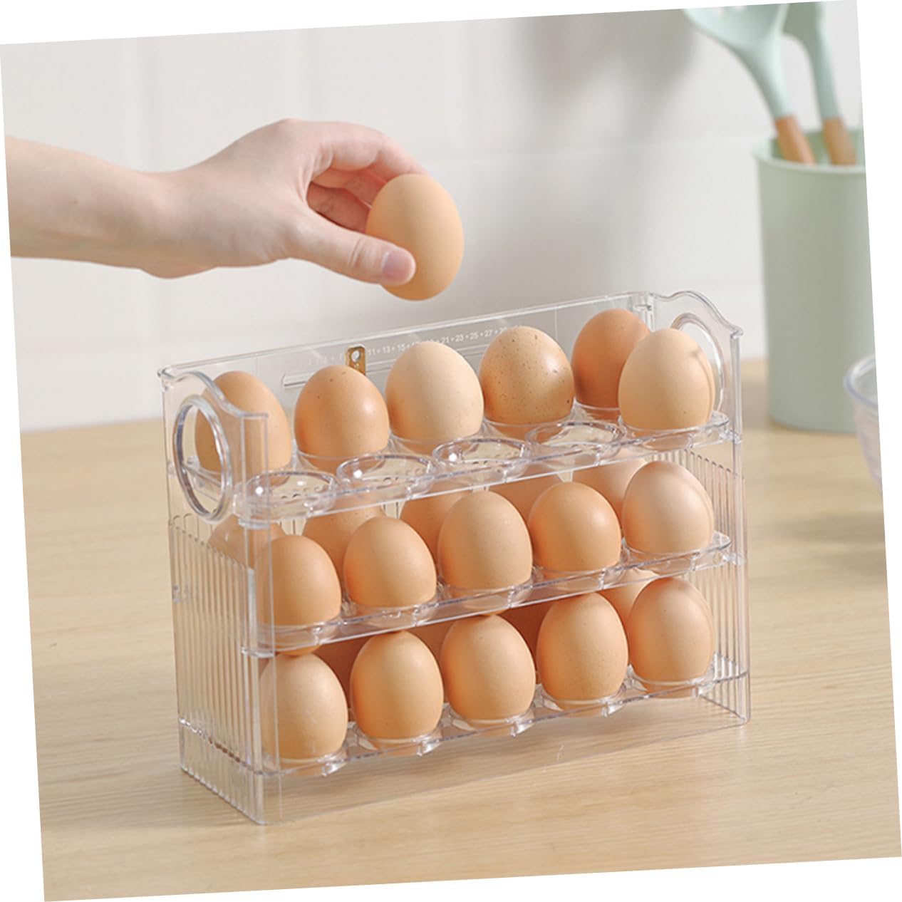 Egg Container for Refrigerator Transparent Egg Preservation Tray with Design and Vertical Storage for Organized Kitchen Use