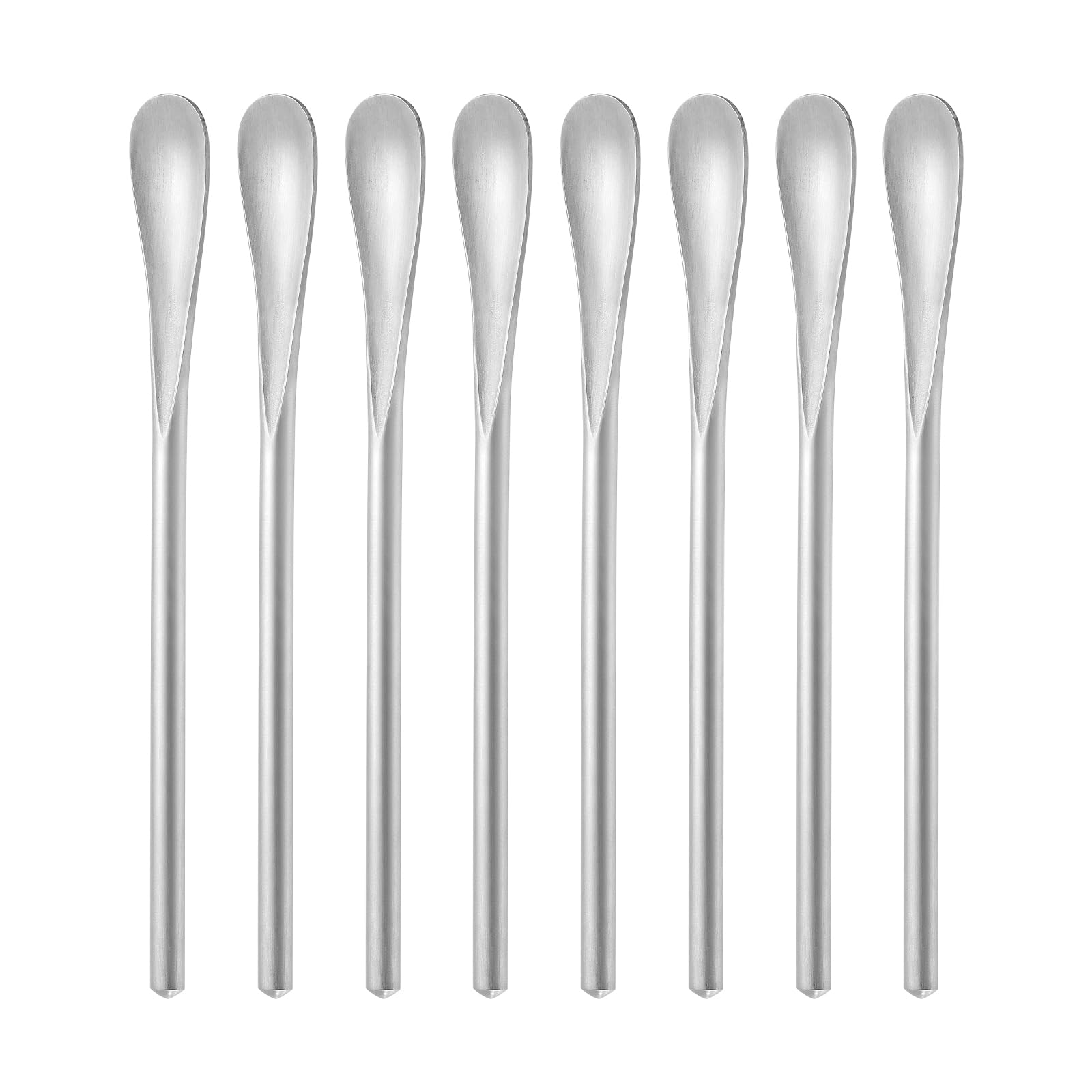 5Inch/12.8cm Coffee Stirrers Spoon,Silver Stainless Steel 304# Coffee Stir Sticks,Round Solid Handle Cocktail Beverage Iced Tea Stirring Stick,Drink Mixing Spoon,Set of 8