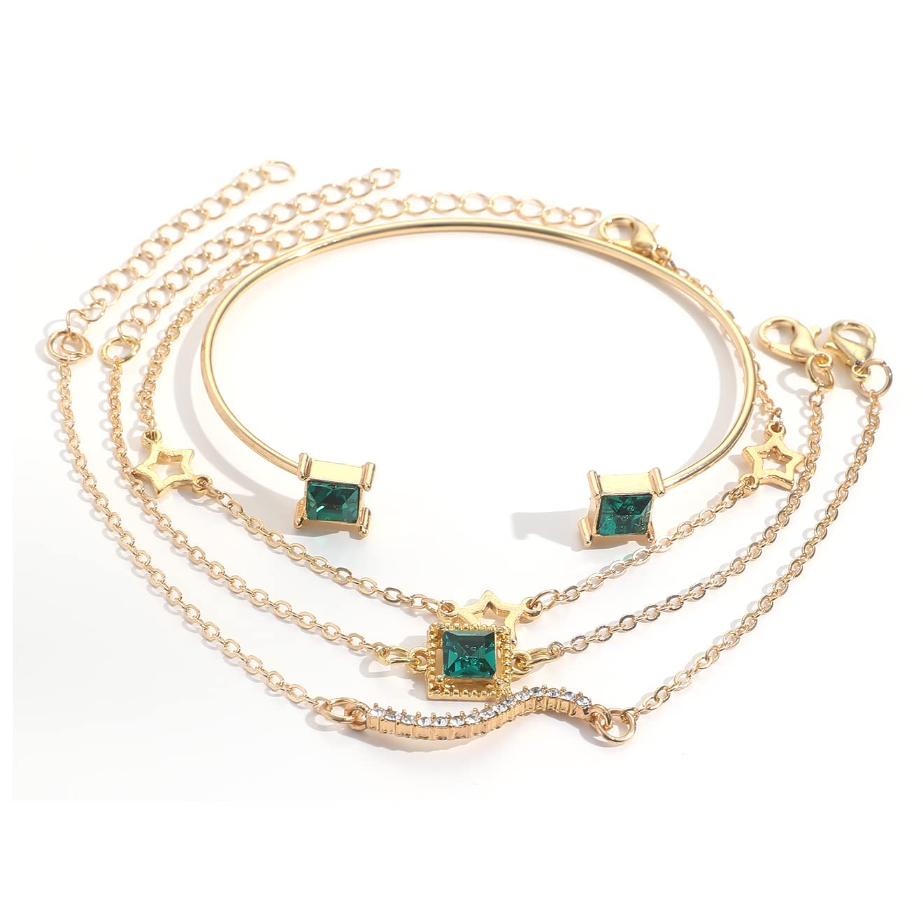 Shining Diva Fashion Latest Stylish 4pcs Multilayer Green Crystal Bangle Bracelet for Women and Girls (14754b) (B0C5QT6XB8) Amazon Price History, Amazon Price Tracker