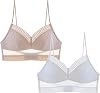 2PCWomens No Steel Ring French Underwear Sexy Big Open Back Beautiful Back U Shaped Bra Summer Ultra Thin Bud Bra Plus Tube Bra White, L