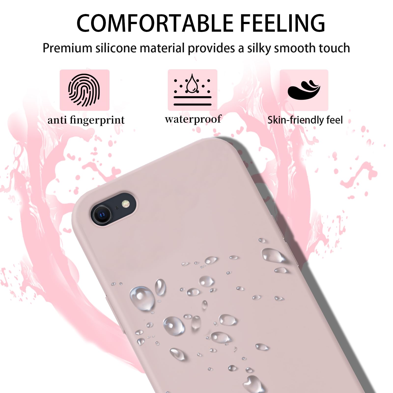 Custodia Con Laccio Per IPhone SE/6/7/8 - Rosa, Silicone Antiurto E Cordino Regolabile
