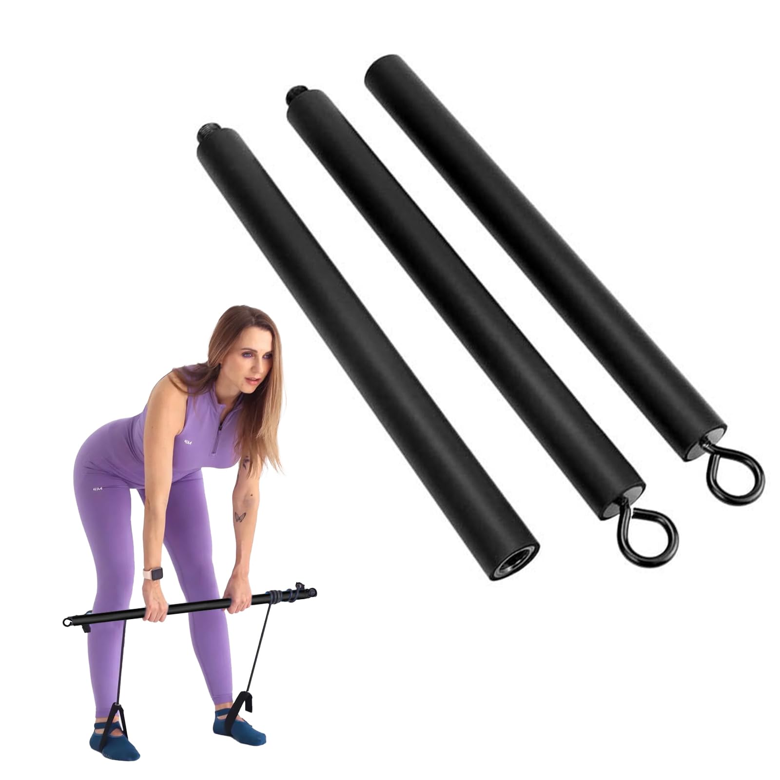 Barra de Pilates Barra,Osuter Barra de Bandas de Resistencia Portátil 100 cm,Barra Gimnasio de Gomas Elasticas Fitness Pilates,para Yoga Entrenamiento de Fuerza, Equipo de Entrenamiento de Ayuda Depor
