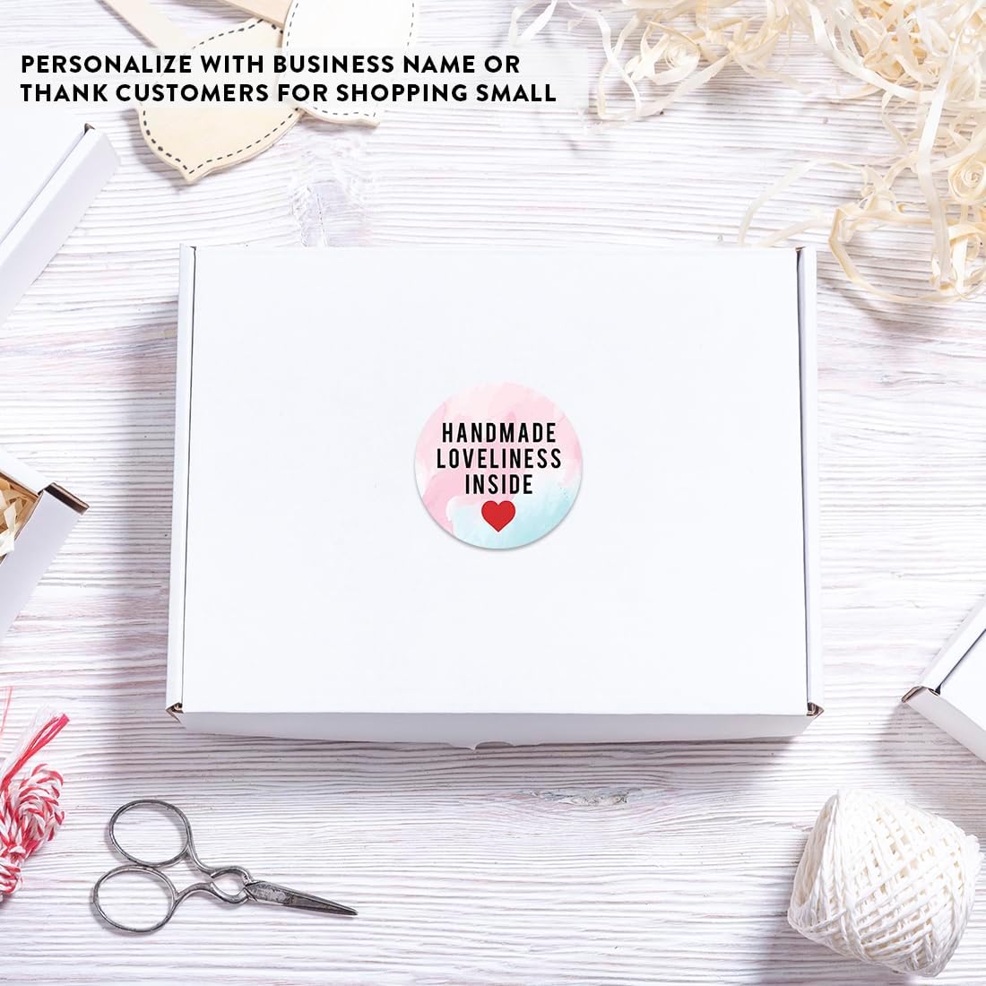 Andaz Press Round Small Business Sticker Labels, 120-Pack, Watercolor Handmade Loveliness Inside, Handmade Stickers for Packaging, Product Labels for Small Business, Business Thank You Stickers