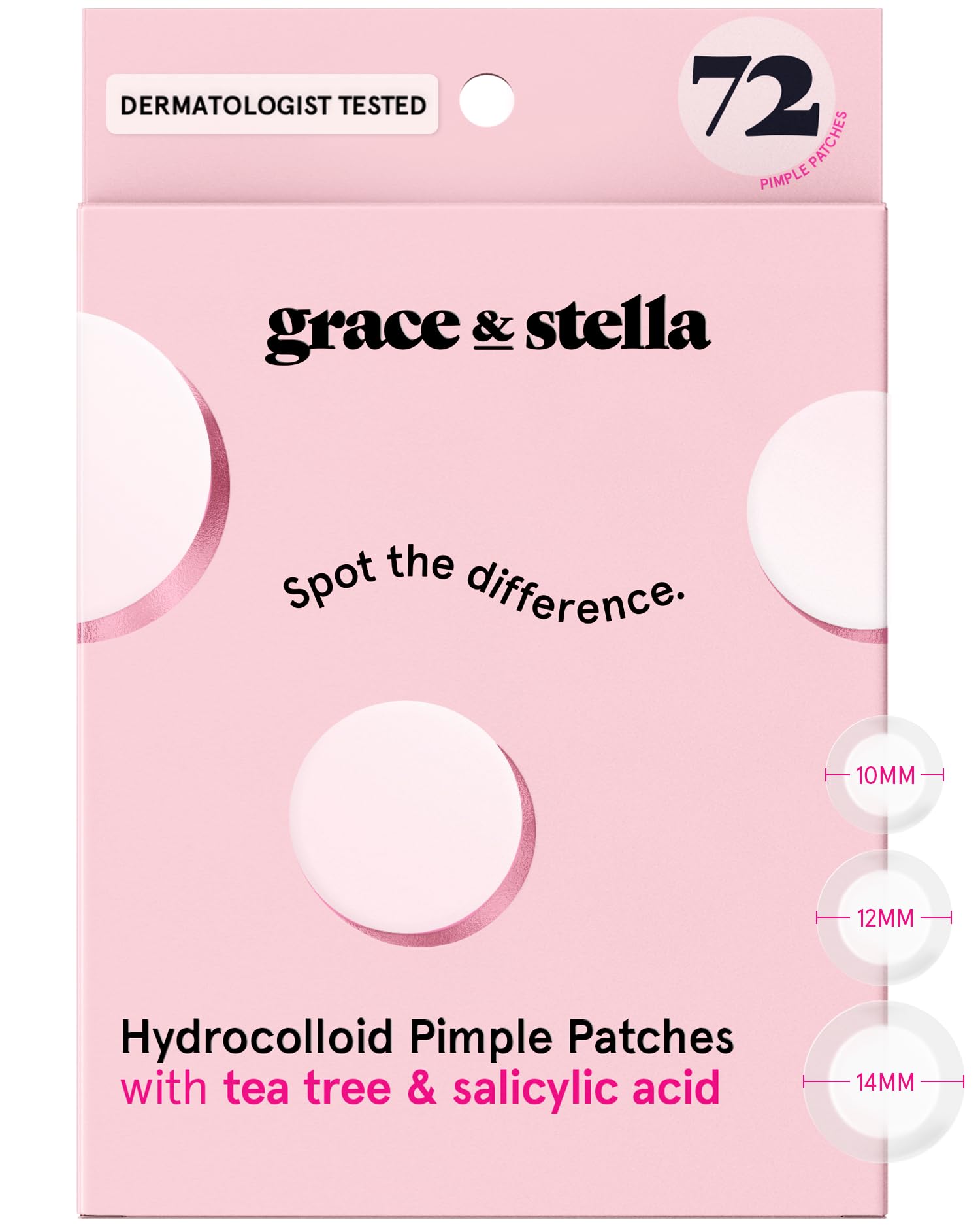 grace & stella Award Winning Multi-Size Pimple Patches for Face - Dermatologist Tested Acne Patches for Face - Hydrocolloid Patch for Breakouts,