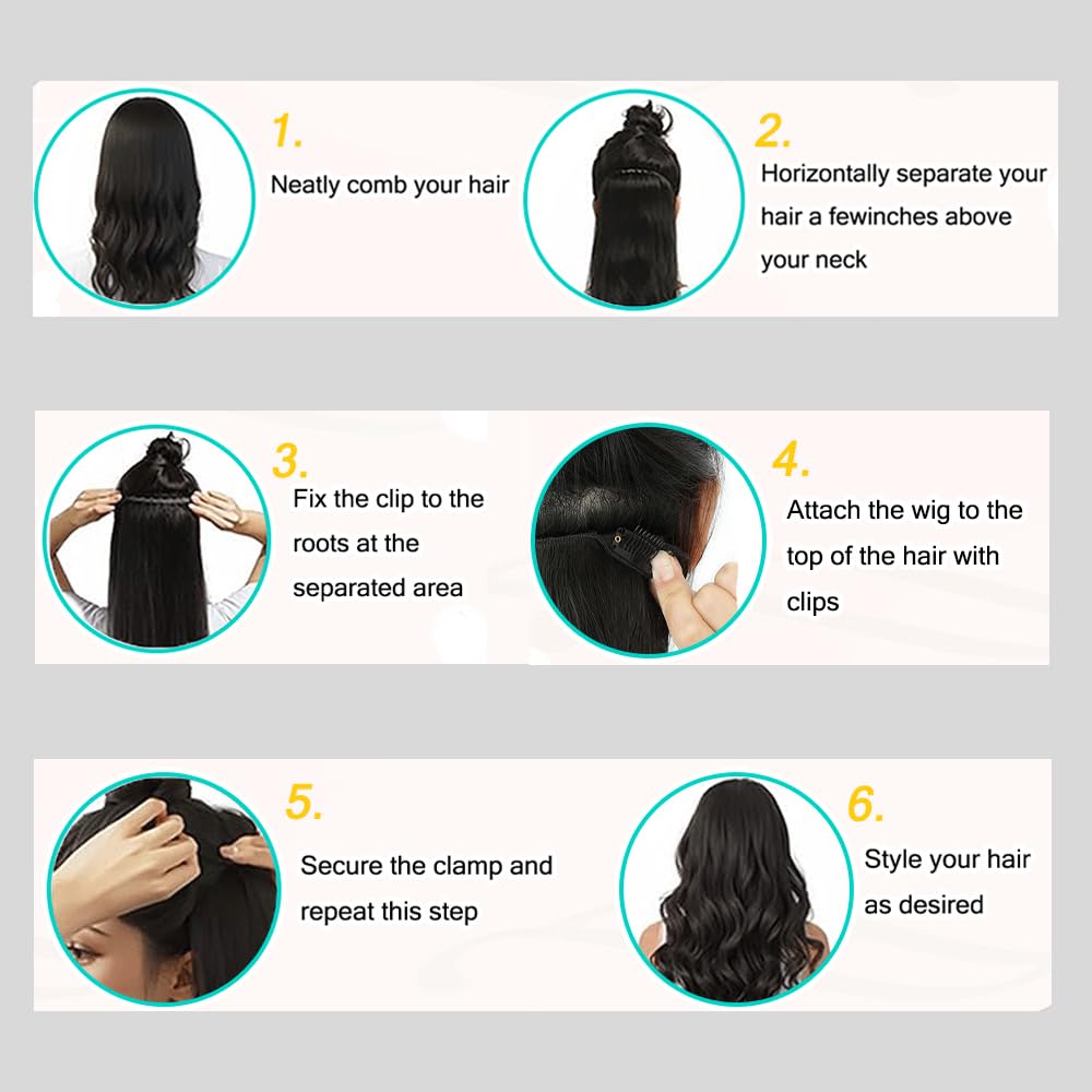Extension con clip dritte in capelli umani, extension con clip invisibili P27/613, bionda 120 g, 7 pezzi per confezione da donna