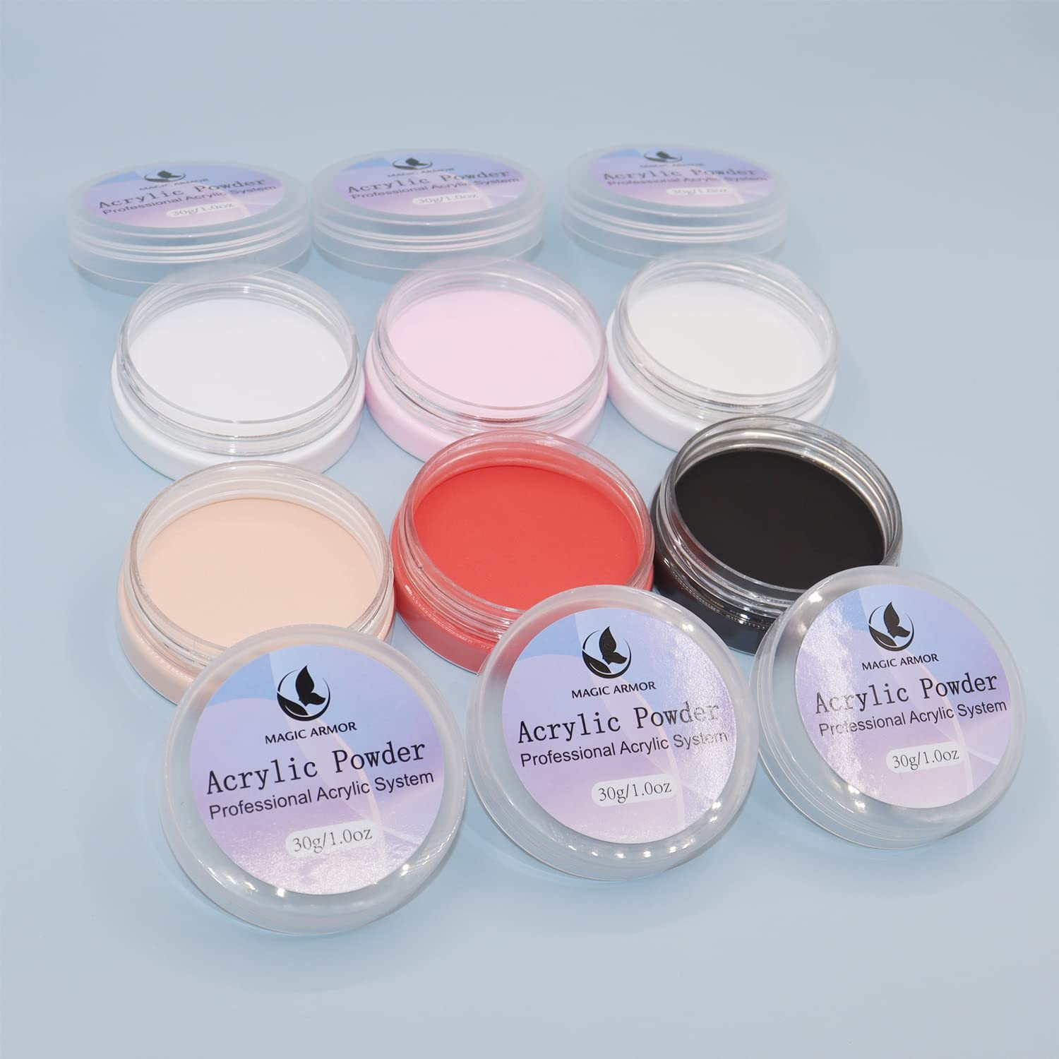 MAGIC ARMOR Akrylowy proszek do paznokci, 30 g, proszek akrylowy, łatwy do formowania, nie żółknie, profesjonalny proszek akrylowy do przedłużania paznokci akrylowych do domu i salonu (czarny)