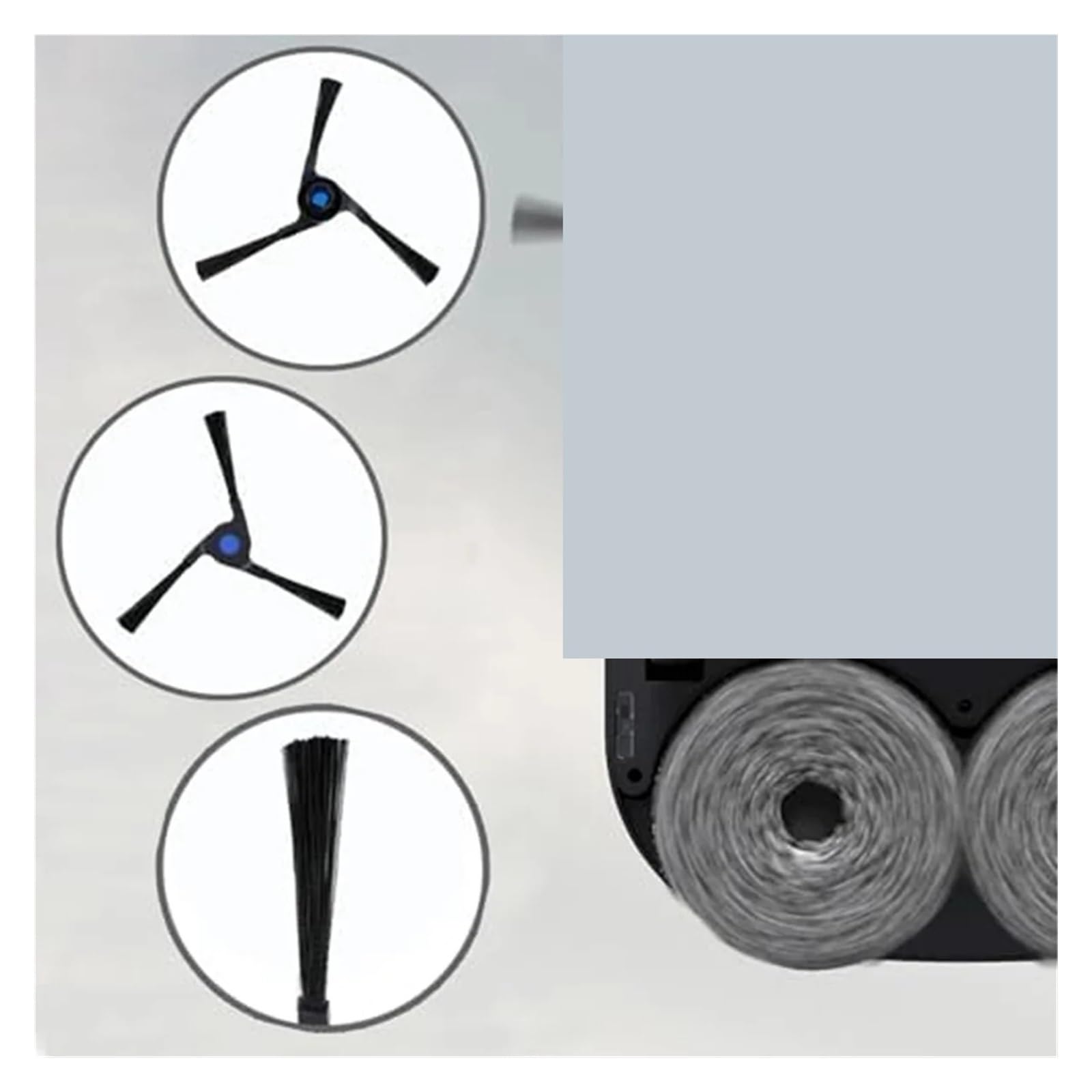 Kompatibel for Ecovacs, Hauptbürste, Seitenbürsten, Filter, Mopps, Staubbeutel | Hauptbürste aus Gummi, 2 Seitenbürsten, HEPA-Filter, Mikrofaser-Wischpads, versiegelte Staubbeutel. Passend for X2 Omni,