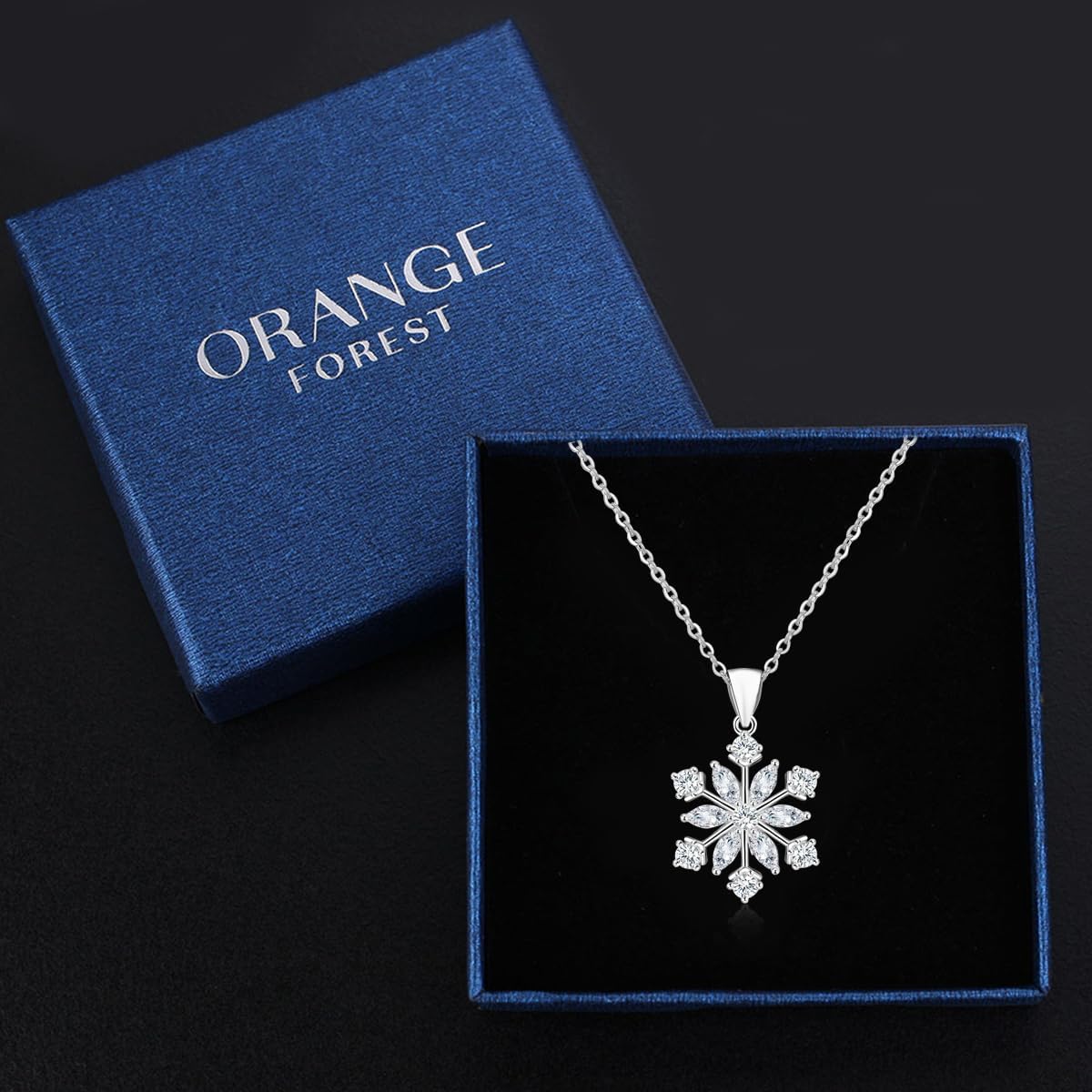 ORANGE FOREST Snowflake Necklace Christmas Tree Necklace Snowflake Bracelet for Women 925 Sterling Silver Winter Snowflake Jewelry Birthday Christmas Jewelry Gifts for Women - Image 7