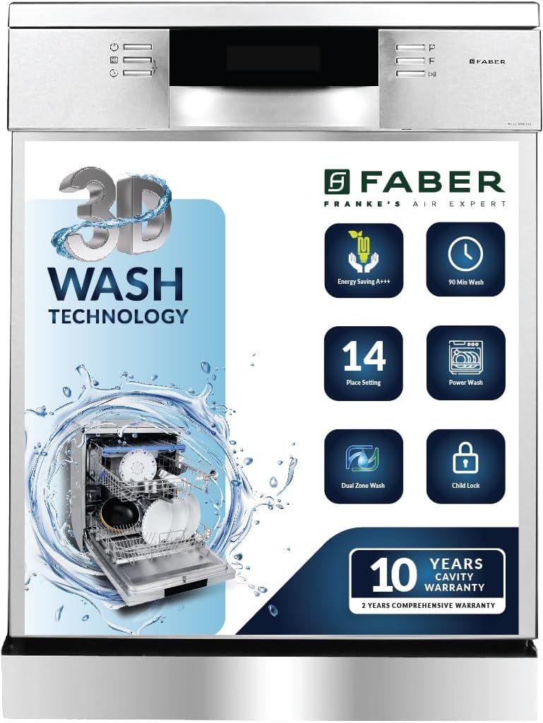 Faber 14 Place Settings Free Standing Dishwasher (DISHWASHER FFSD 8PR