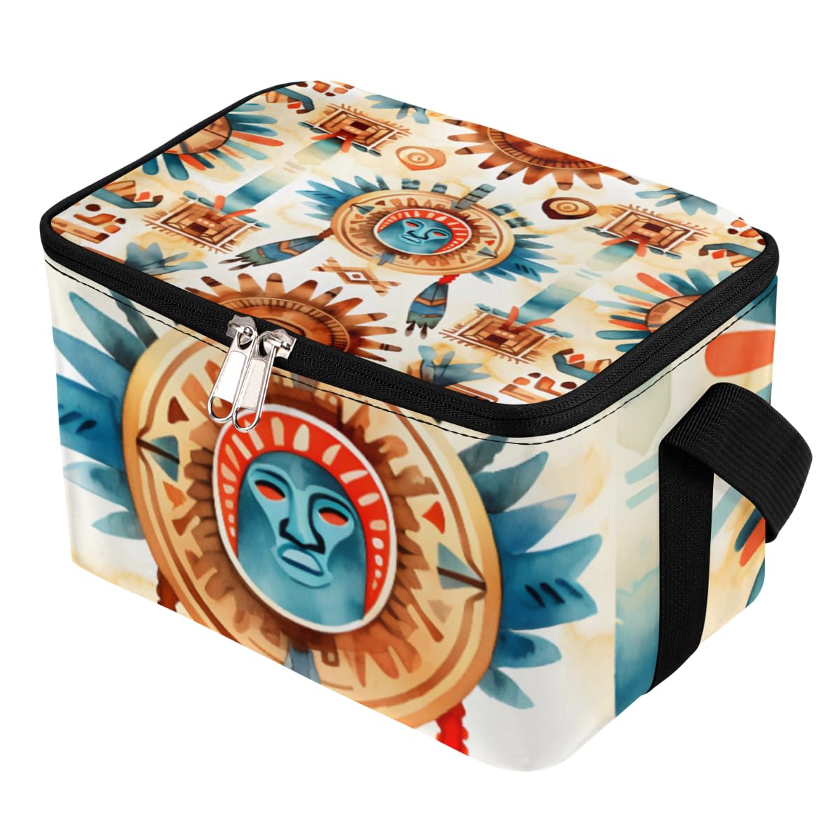 GzLeyigou Lunch Bags for Women Men 9 Cans,Indian Traditional Hot & Cold Food Delivery Bag Insulated Grocery Bag Insulated Lunch Box Ethnic Ornament Cooler Bag for Office Work Picnic Beach