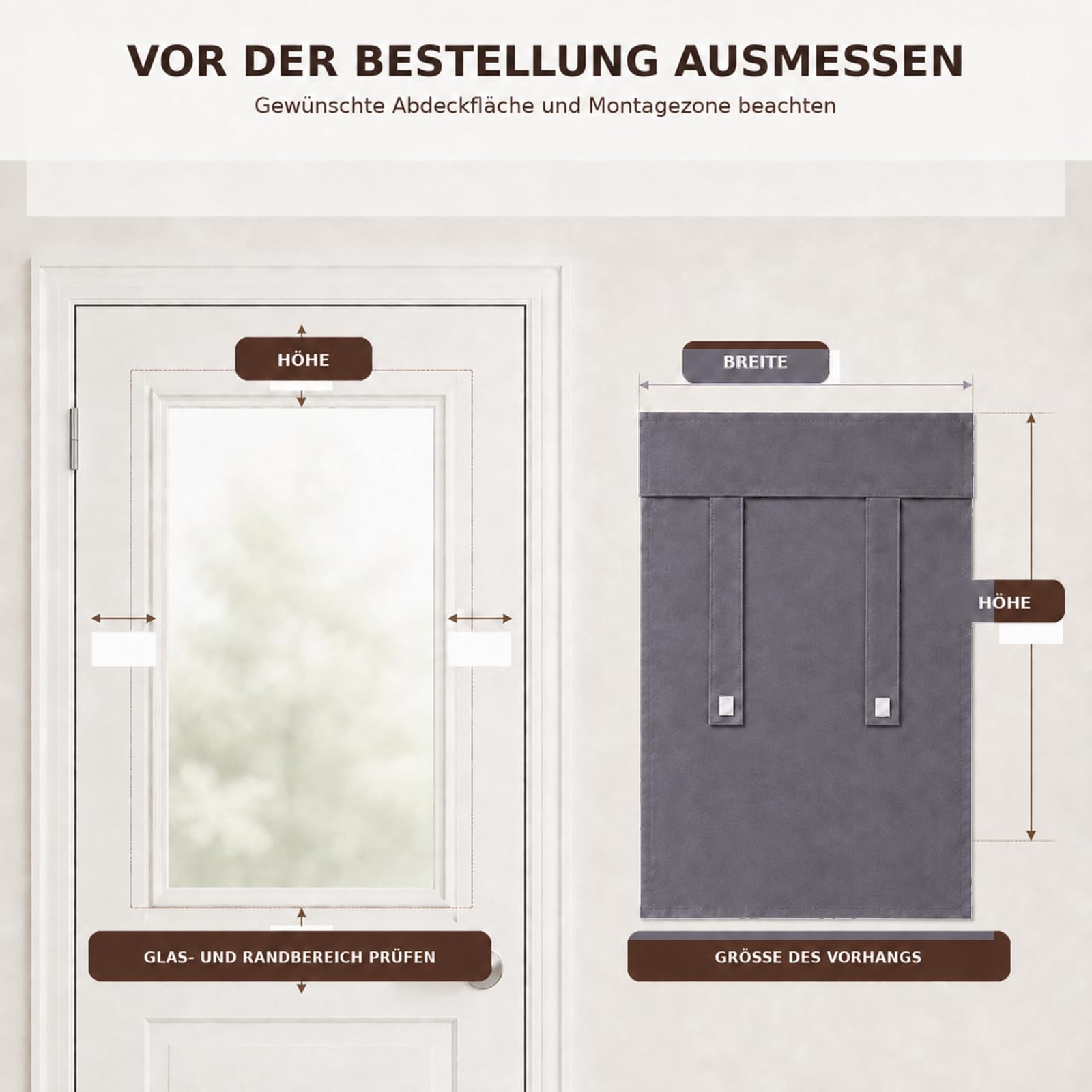 Türfenster-Vorhang mit Klettband,Dunkelgrau 147x193cm