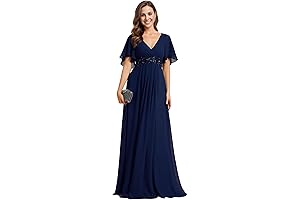 Empire Empire Waist Floral Chiffon Formal Dress V Neck A Line with Lace