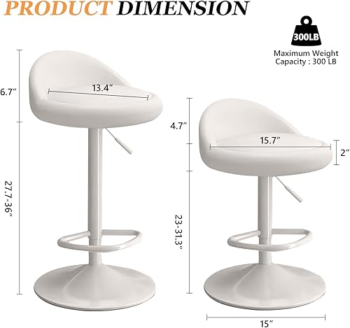 Miniatura 2 de Juego de 4 taburetes de bar, modernos taburetes giratorios con respaldo bajo, sillas de bar ajustables tapizadas, taburetes de bar de piel