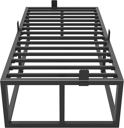 Miniatura 25 de Base de cama Queen de 10 pulgadas con soporte de listones de acero, plataforma de metal de perfil bajo, base de colchón de soporte de colchón, no