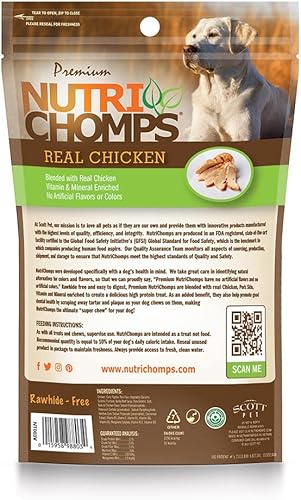 Miniatura 2 de NutriChomps - Masticables para perros, nudos de 2.5 pulgadas, fáciles de digerir, golosinas para perros sin piel cruda, 8 unidades, sabor a pollo