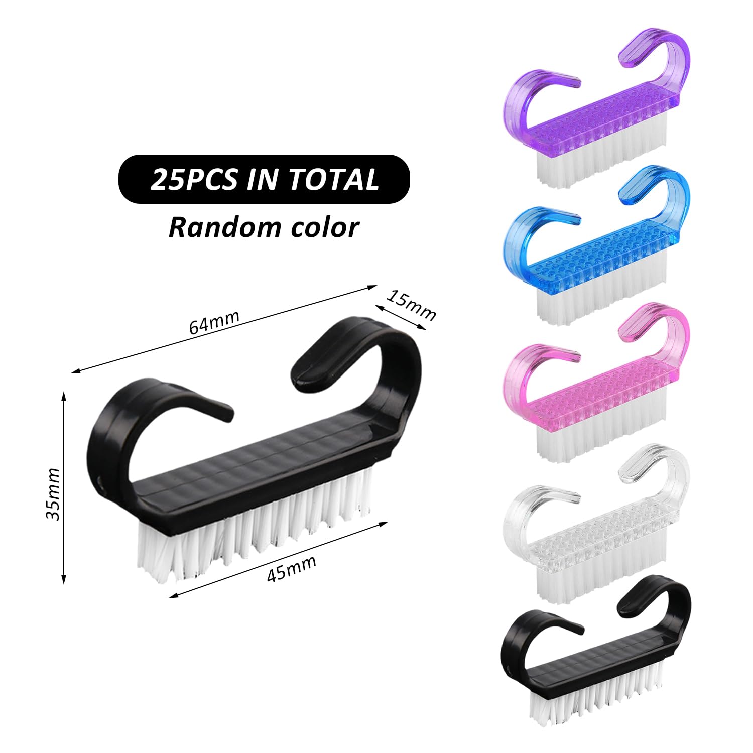 25 Pieces Small Horn Brush, Nail Brush, Mini Nail Brush, Color Nail Brush, Portable Nail Brush, Nail Brush With Handle - Image 2