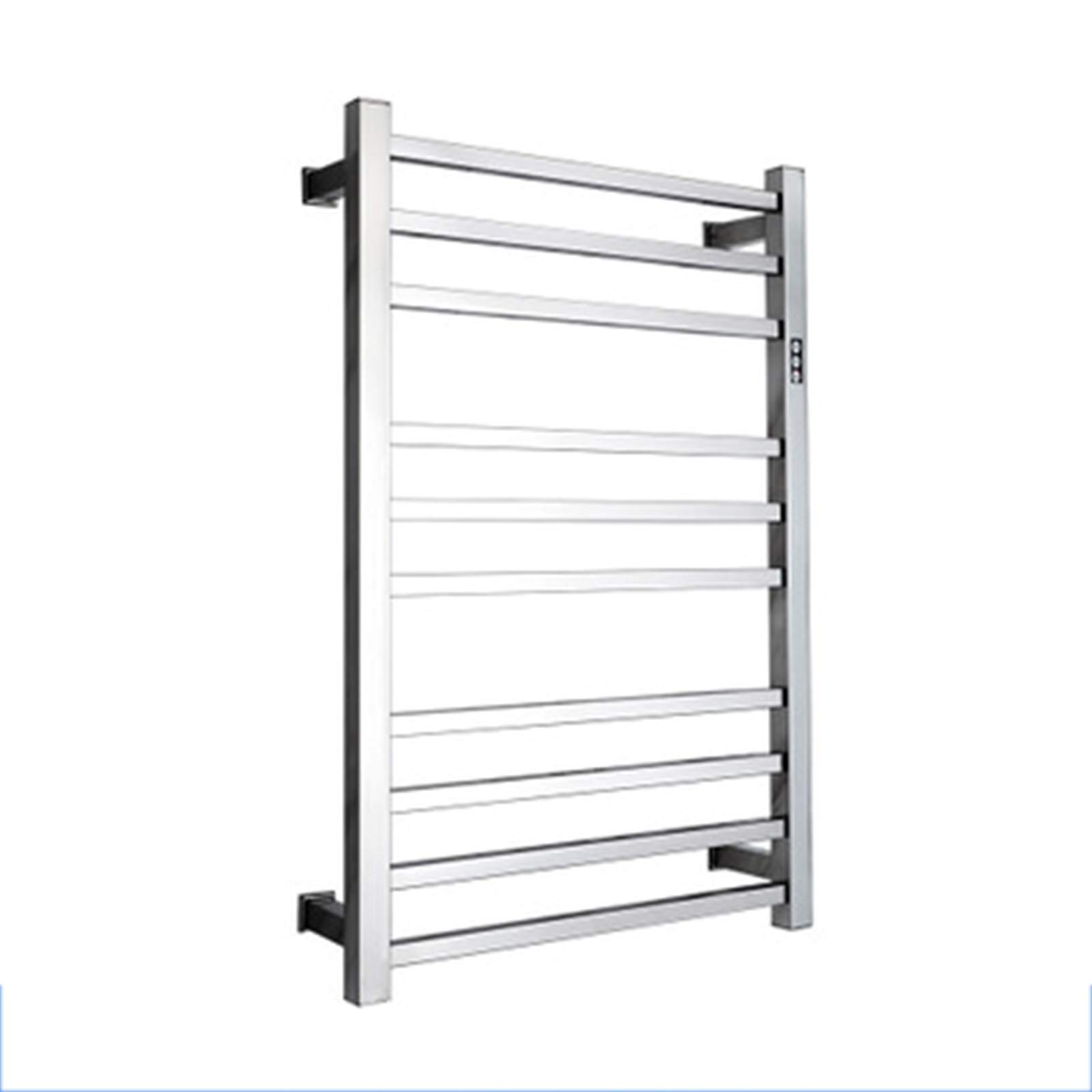 asdchZen 10 Bar Wall Mount Electric Heated Towel Rack, 304 Stainless Steel Heated Towel Rail, Towel Drying Rack For Bedroom, Bathroom, Hotel-Round Tube-Plug In,Square Tube-Hardwired