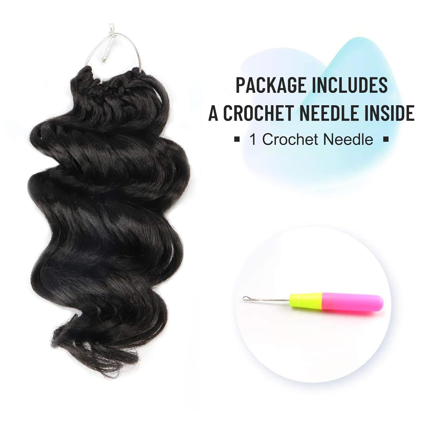 ToyoTree Ocean Wave Crochet Hair - 9 Inch 8 Packs Natural Black Short Curly Deep Wave Crochet Hair, Synthetic Ocean Wave Braiding Hair Extensions (9 Inch,8P-1B)