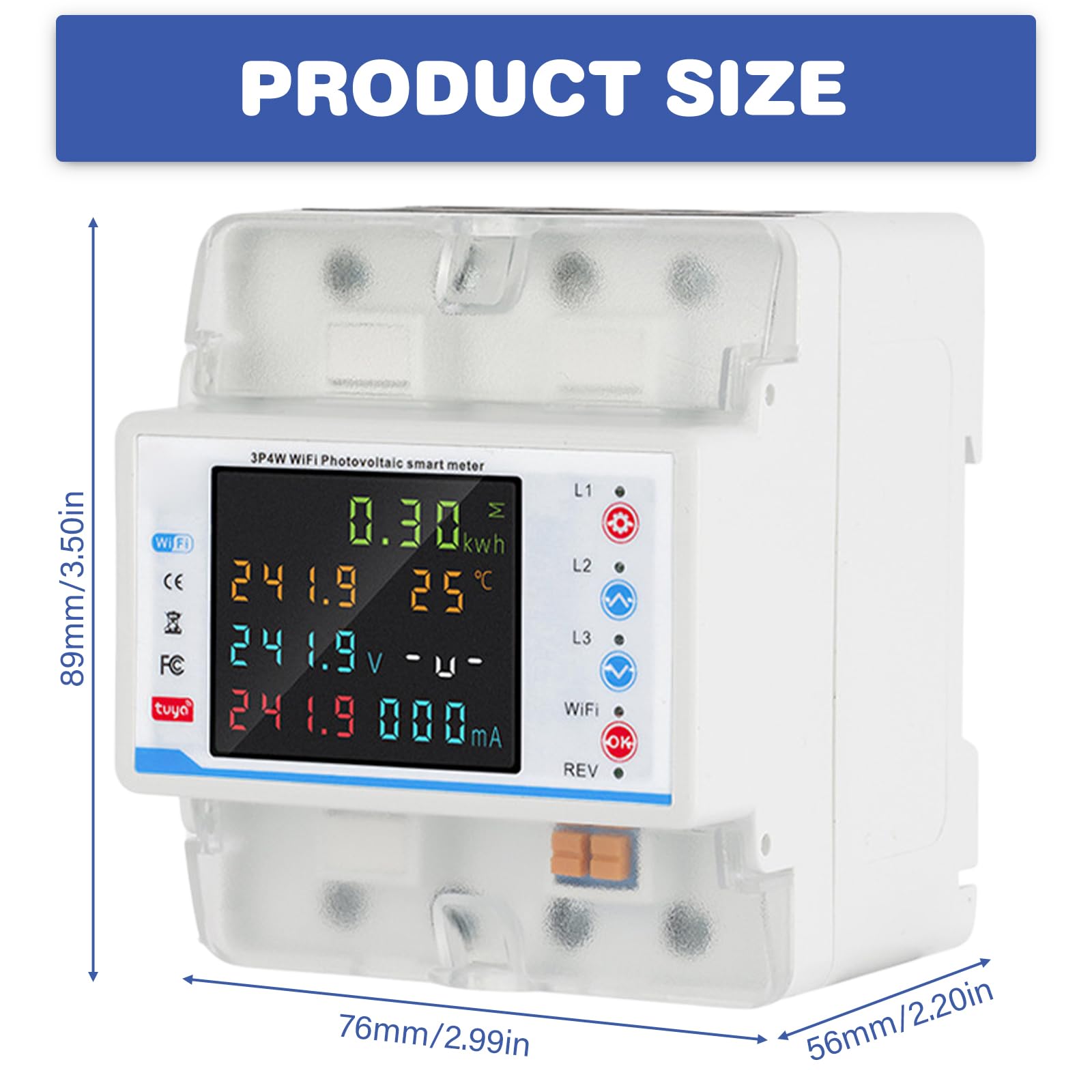 Vaileal 100 A 3 fases de electricidad, contador de electricidad 3 fases wifi, medidor trifásico Smart Meter wlan con control de tiempo/desequilibrio trifásico/pérdida de fase/protección contra retardo