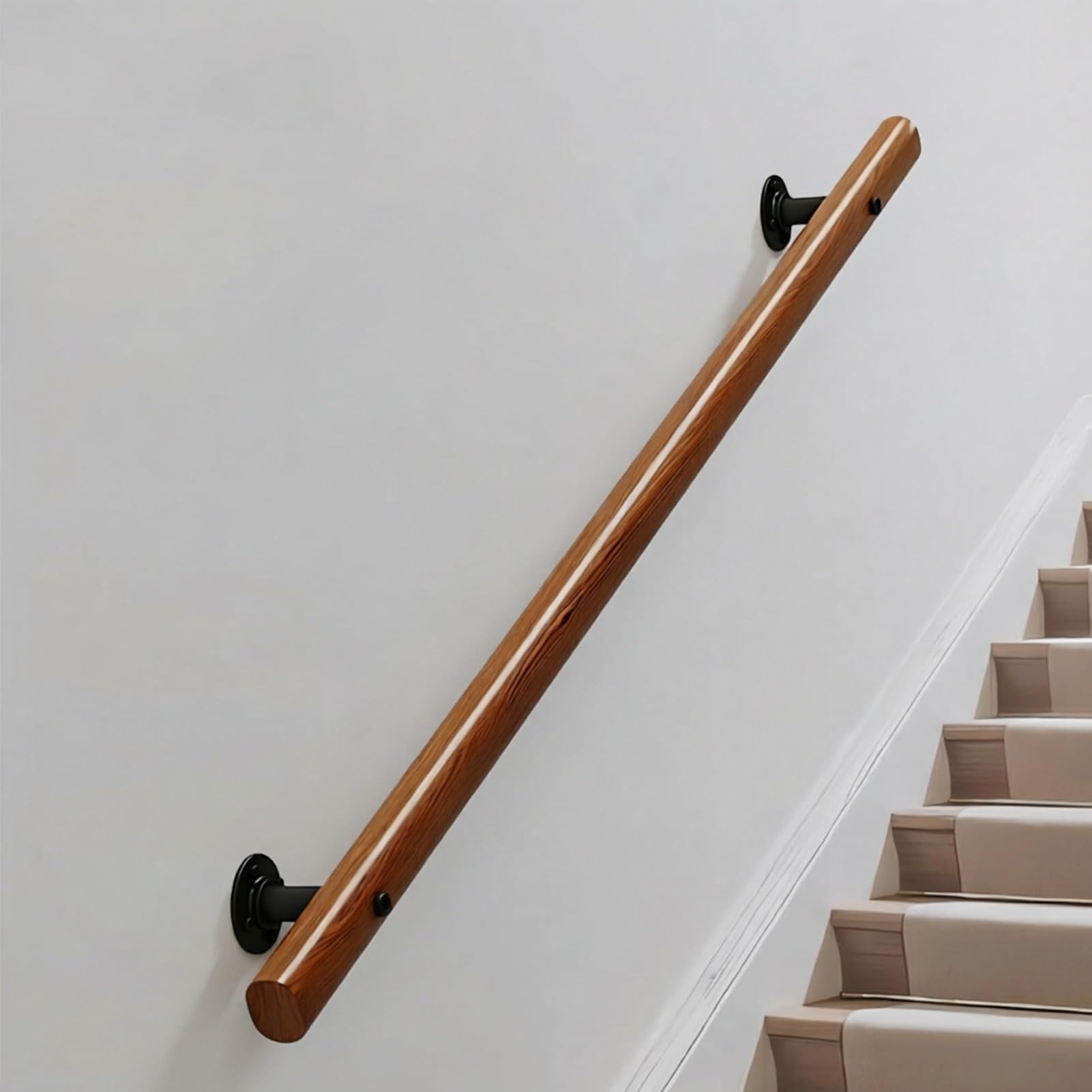 Sturdy Wooden Stair Handrails, 1ft/1.6ft/2ft/2.6ft/3ft/3.3ft Multi-Use Safety Banister for Interior & Exterior Staircases(4ft/120cm)