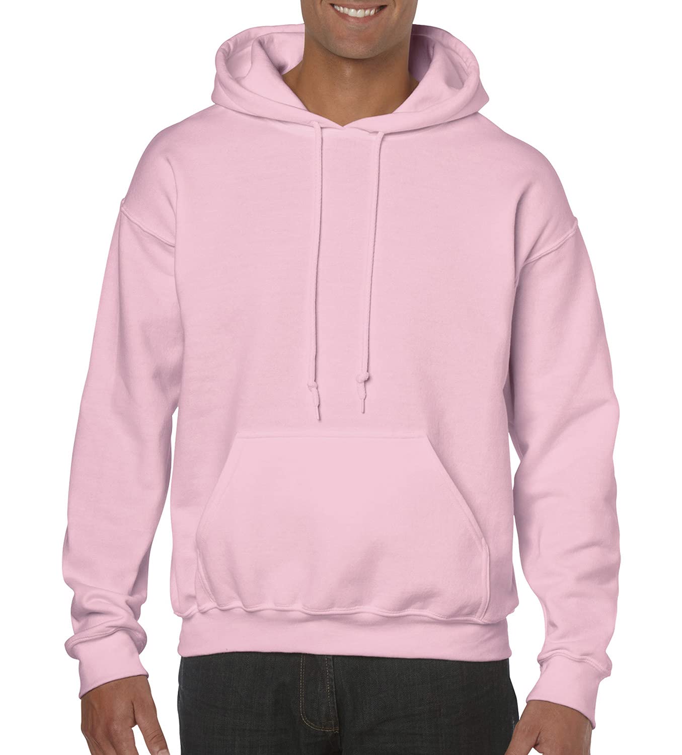 Gildan Men's Light Pink Hooded Pullover Adult 50/50. Hooded Sweat/18500, Plain - Pink - Small