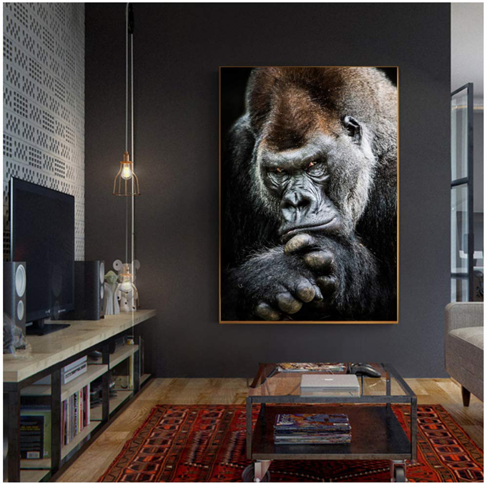 Tableau Impression Sur Toile 125x70 Cm - Portrait De Gorille/singe Thème Afrique - Marque ARTTOR - Neuf