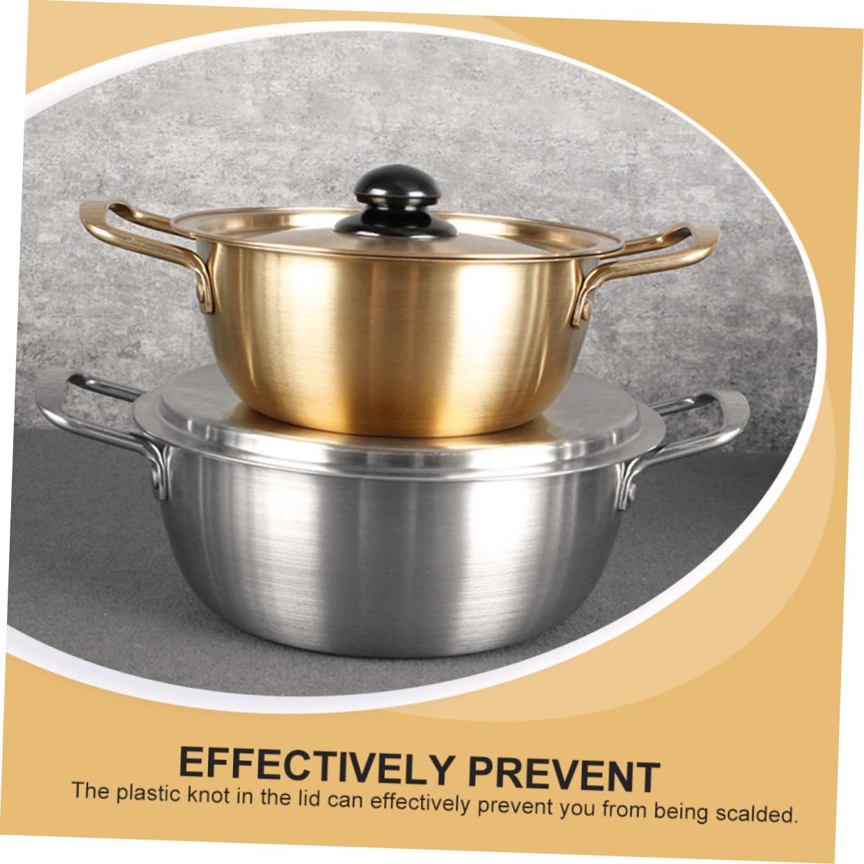 Cabilock Korean Ramen Pot Stainless Steel Portable Cooking Birthday Easy Clean Noodle Pot