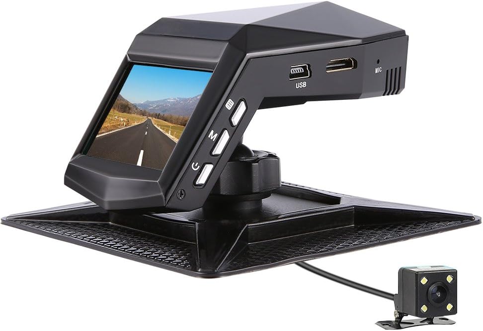 Car Camera Front and Rear, Full HD 1296P Dual View Dash Cam 140°Wide Angle Dashboard Camera with Front IR Night Vision, WDR, Motion Detection, Parking Monitor, G-Sensor, Loop Recording