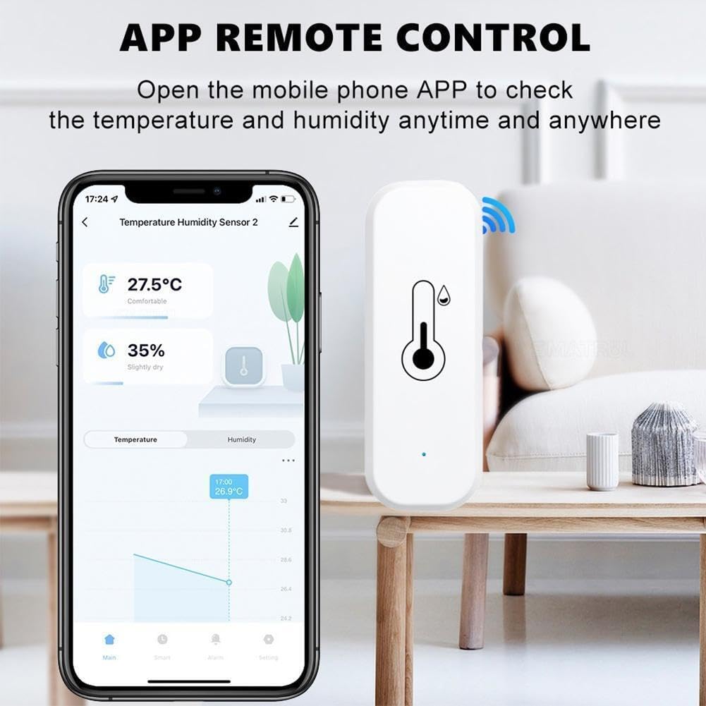 Hygromètre Thermomètre Capteur, Hygromètre Smart Thermomètre Thermomètre Hygromètre Intérieur et D'humidité avec Alarme de Notification D'application à Distance(3 PCS)