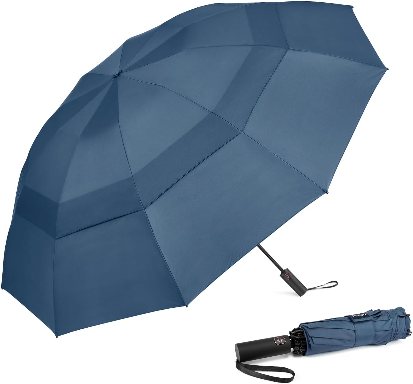 Prospo 46/62 Inch Windproof Reverse Folding Travel Umbrella - 10 Ribs, Auto Open/Close, Golf Size Double Canopy for Rain
