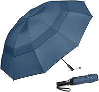 Prospo 46/62 Inch Windproof Reverse Folding Travel Umbrella - 10 Ribs, Auto Open/Close, Golf Size Double Canopy for Rain