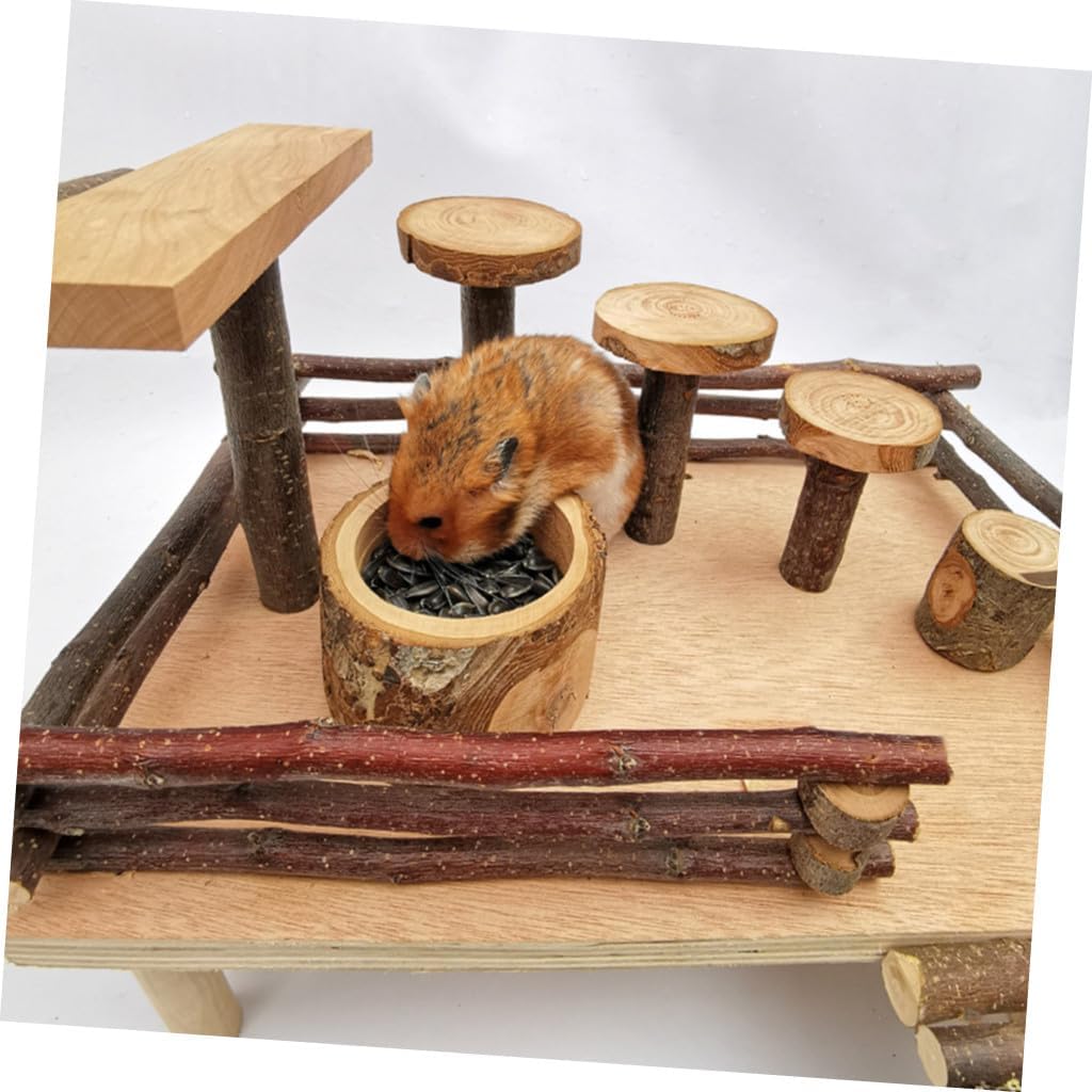 NUOBESTY Small Animal Feeding Bowl Wooden Chew Food Dish Random Color for Rodents and Small Pets