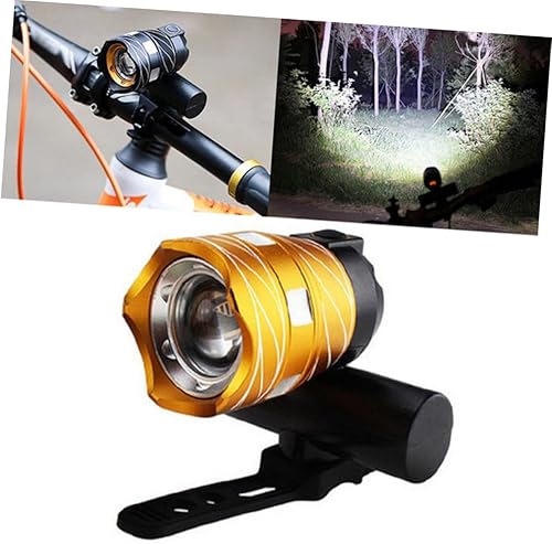 Miniatura 9 de Mountain Bike Headlight with Adjustable Mounts Wide Beam Battery-Powered LED Flashlight for Night Riding and Safety Compact Gold Bicycle Light for