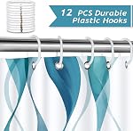 Bonhause Rideau de douche bleu Teal, Abstract Streed Wavy Modern Minimalist Salle de bain Decor 72 x 72 Inch Polyester tissu imperméable Rideau de bain avec 12 Crochets
