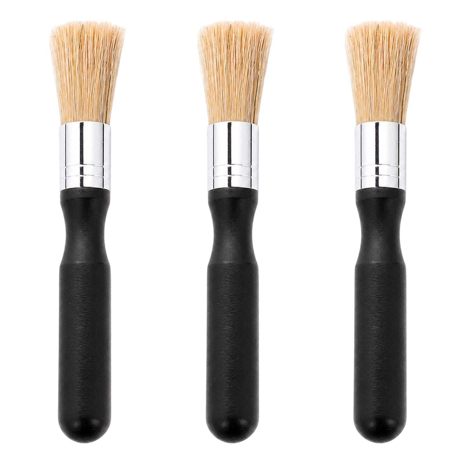 Coffee Machine Cleaning Brush, Wooden Coffee Brush Set of Three, Barista Tools for Coffee Equipment Maintenance, Wax Brush for Barista Use, Durable Round Head Design