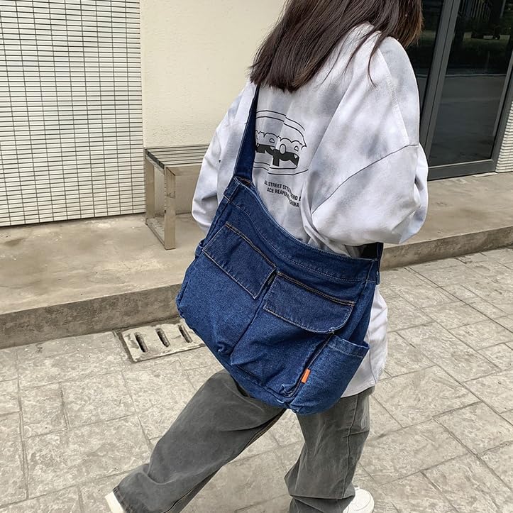 Denim Shoulder Bag Casual Retro Travel Crossbody Handbag for Women Denim Bags for Women Jean Tote Bag3