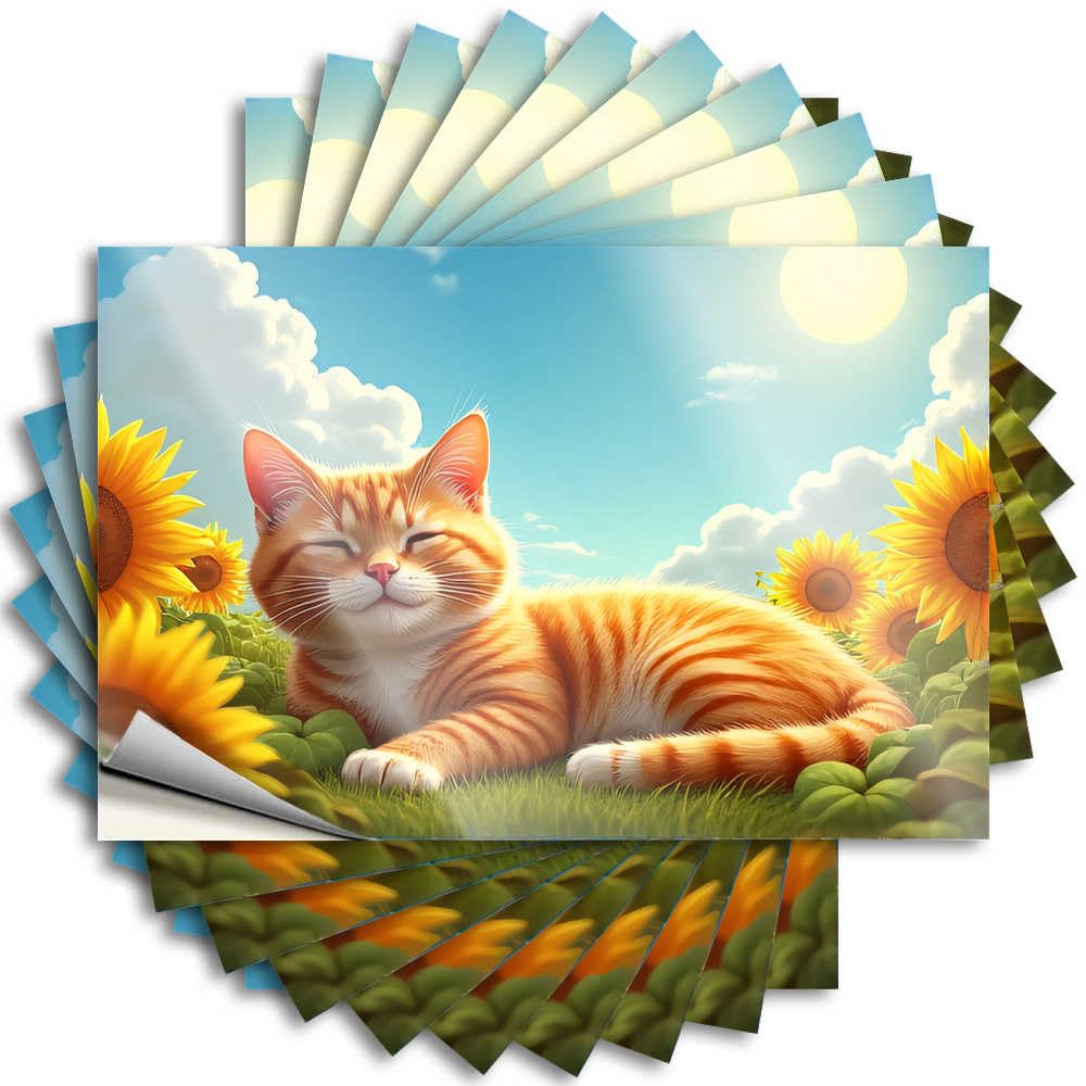 Abipuir - Calming Mechanic Stickers for Cats in a Sunflower Field, 10 Signs for Man Cave Car Decals (8 x 12 cm)