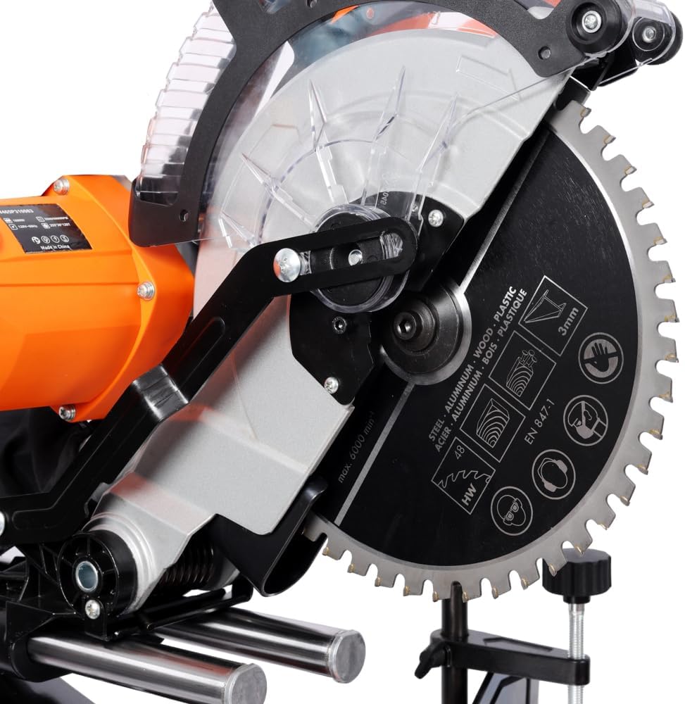 10in Dual Bevel Double Speed Sliding Miter Saw, 15-Amp Power Tool with LED Cut Line, 48T Blade, 2-Speed 5000/3200 RPM, 0-45° Bevel & Miter, 3.5x13 Inch Cutting Capacity, Includes Extension Table