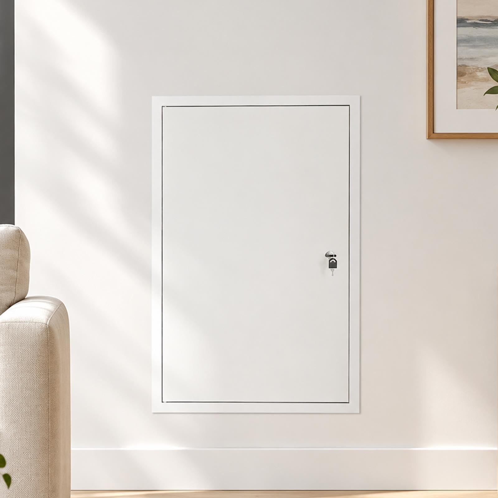 Panel de Acceso de Aluminio con Cerradura para inspección de Pared, Montaje a RAS, pintable, Ideal para Uso doméstico y Comercial
