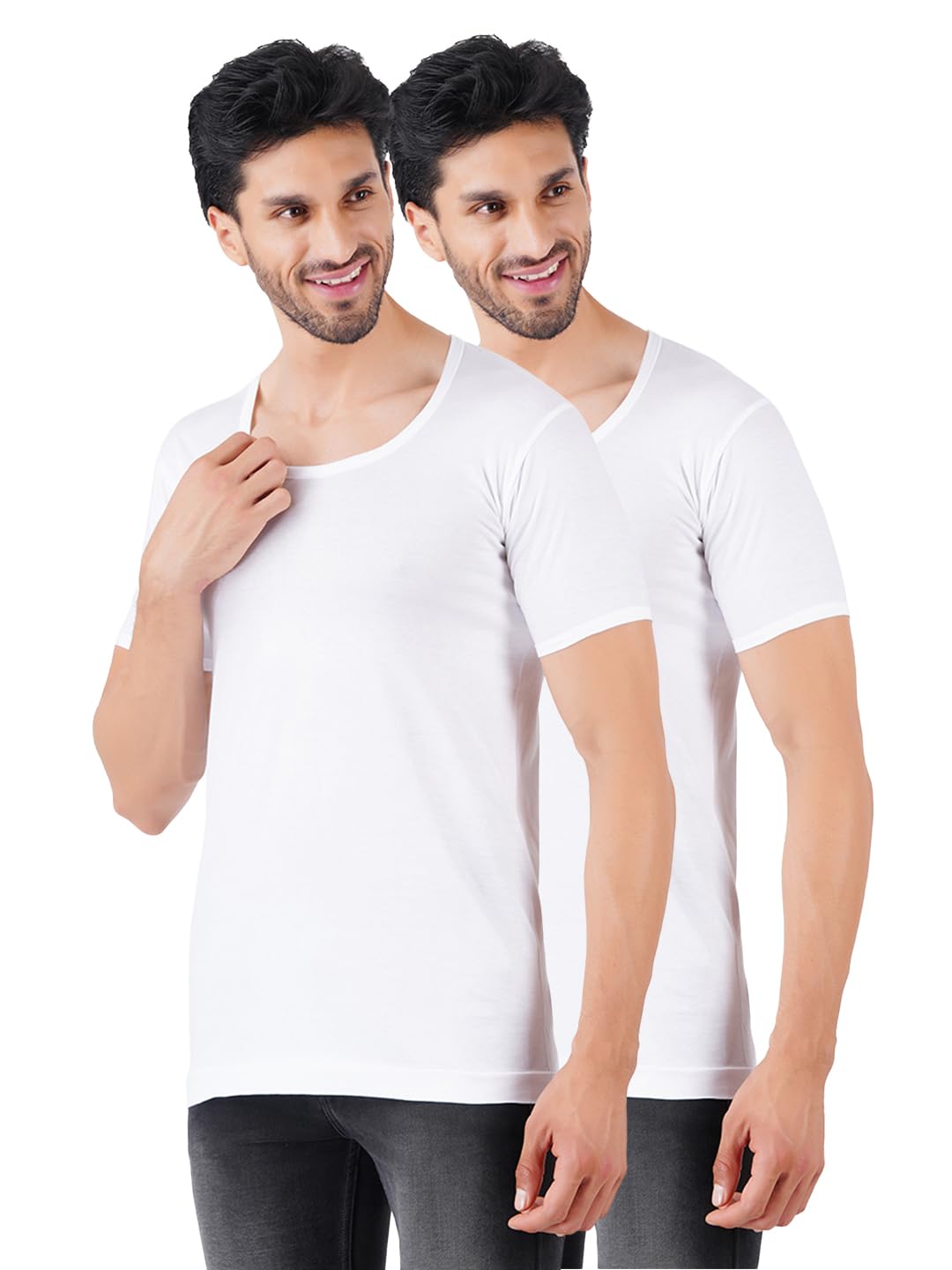 Men Fine Cotton White Sleeve Vest RNS Rise Up(2 PCs Pack)-80-image-39